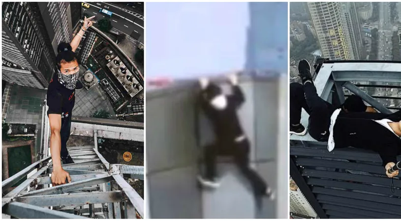 Si-a filmat propria moarte si toata lumea a putut vedea cum pica in gol de la etajul 62! Imaginile sunt socante :( VIDEO