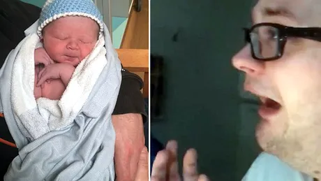 A inceput sa planga de fericire cand si-a vazut fiul pentru prima data! Ce a fost rugat sa faca noul tatic de catre asistente VIDEO