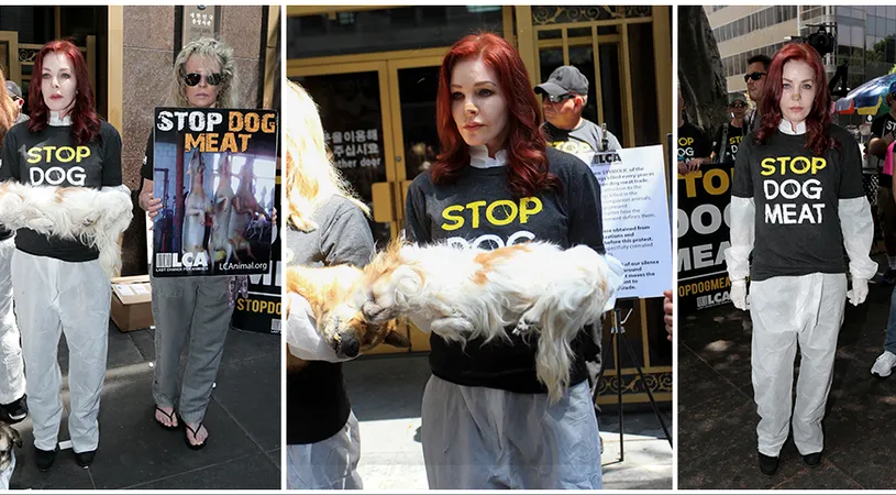 Priscilla Presley a pozat cu un caine mort, in brate! De ce a facut un asemenea gest socant