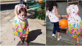 Cel mai infricosator costum de Halloween! Fetita din imagini pare decapitata si isi tine capul pe o farfurie! VIDEO socant