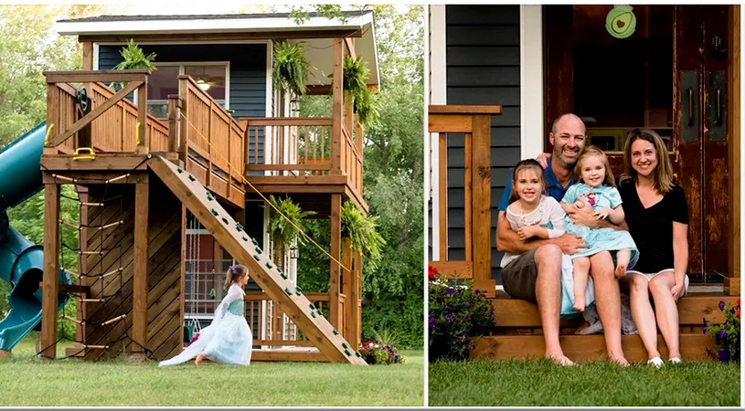 Barbatul asta a construit pentru fiicele sale o casa de joaca pe doua etaje! Constructia e visul oricarui copil! Cum arata