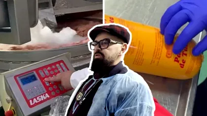 Piedone a aflat din ce se face parizerul 'de porc', de fapt: 'De ce puneți gheață?' Șeful ANPC a crezut că nu vede bine