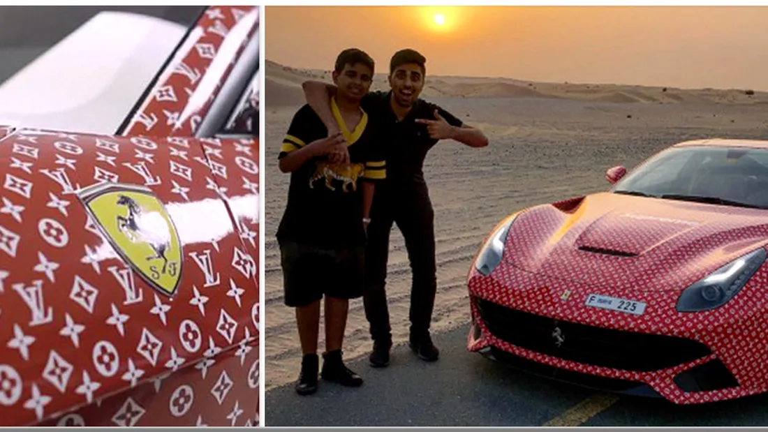 Minorul plin de bani care a primit un Ferrari cu print Louis Vuitton! Cine e tatal lui de isi permite asa aroganta VIDEO