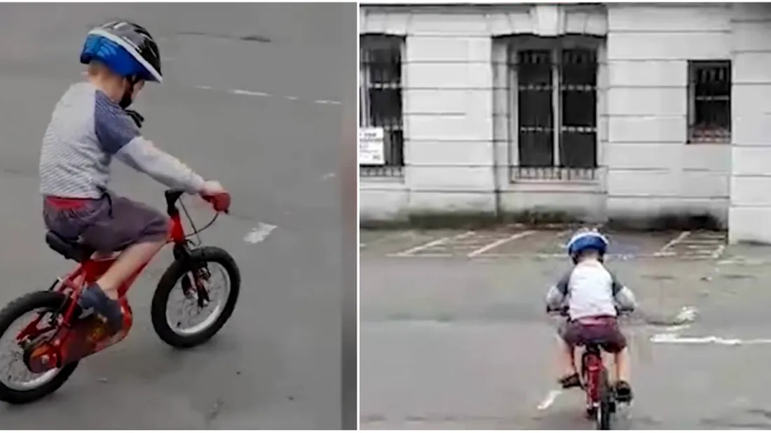 Si-a scos baietelul de 5 ani la plimbare cu bicicleta, dar in cateva secunde a simtit cum i se face rau! E horror ce apare in spatele micutului! VIDEO