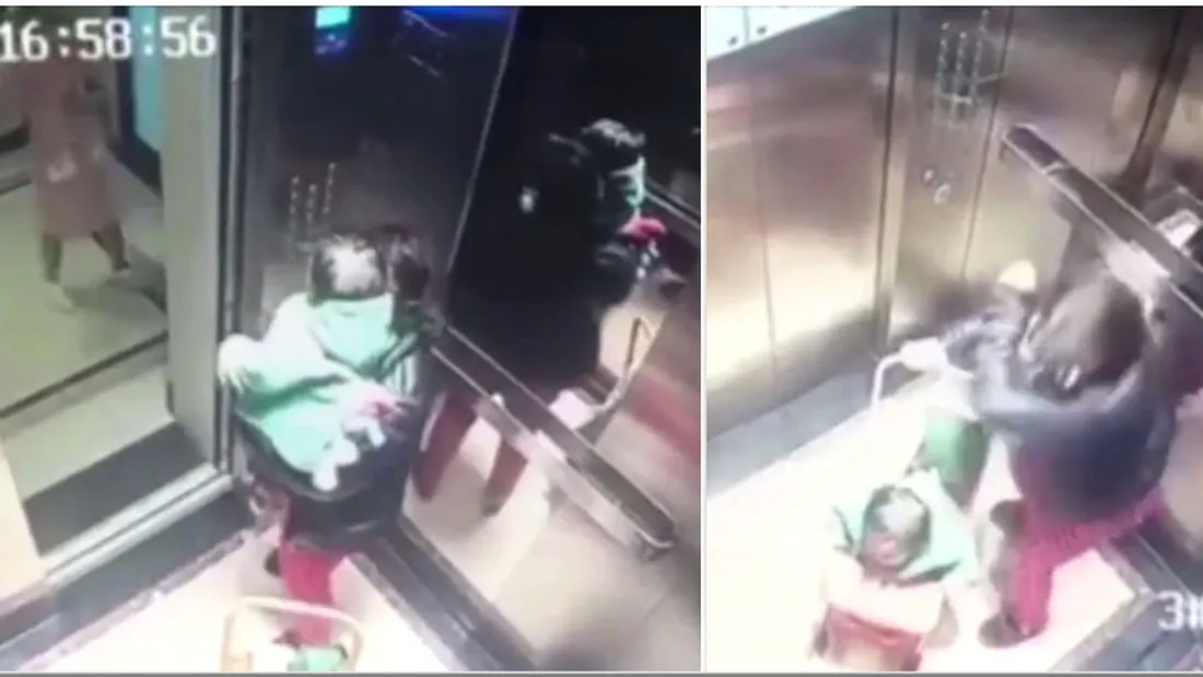 I-a facut cu mana mamei sale, apoi a ajuns in IAD! Ce i-a facut bona acestui copil, in lift! VIDEO SOCANT