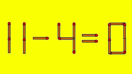 TEST IQ | 11 – 4 = 0 este greșit. Pentru a corecta egalitatea, mutați un singur chibrit
