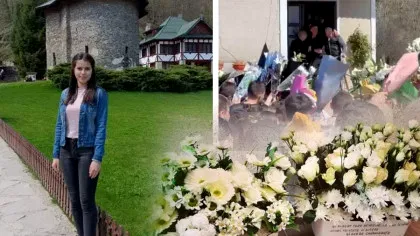 Imagini dureroase de la înmormântarea Andreei, studenta ucisă de Mirel în Timișoara. Familia și prietenii și-au luat rămas bun de la ea / VIDEO