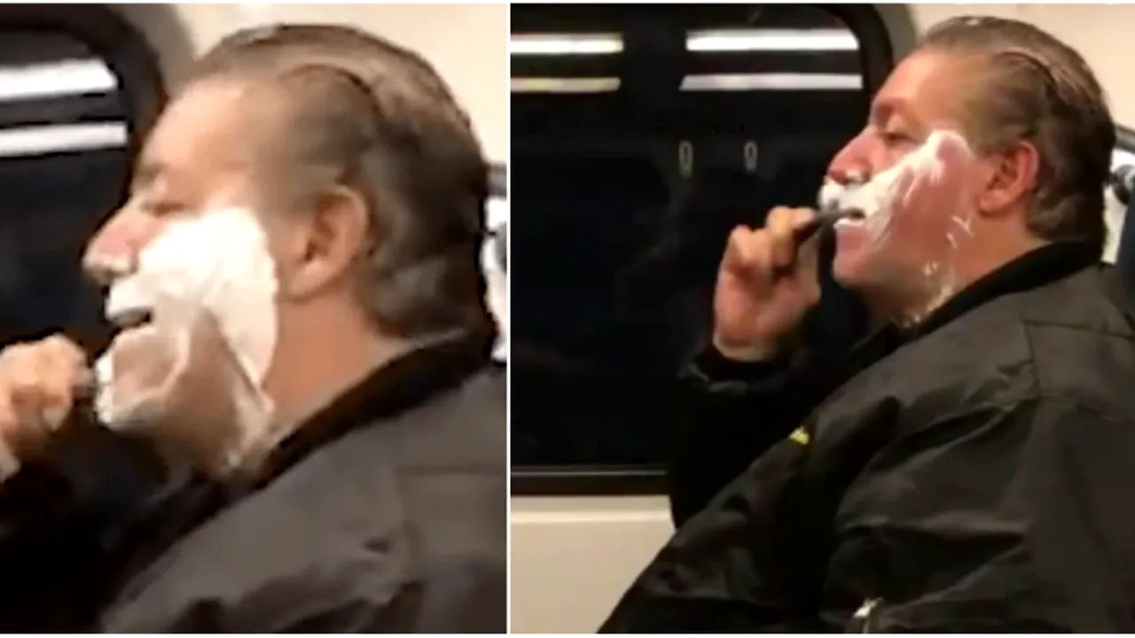 a inceput sa se barbiereasca intr-un tren 