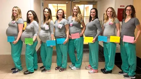Noua asistente medicale sunt insarcinate si vor deveni mamici peste cateva luni! Toate lucreaza in aceeasi maternitate! VIDEO