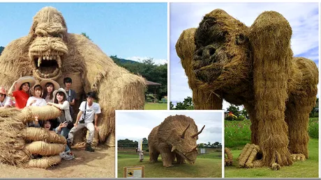 Aceste animale gigantice din paie au invadat campiile din Japonia! Imaginile sunt incredibile si iti vor taia respiratia