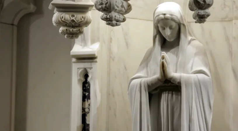 Statuia Fecioarei Maria a fost surprinsa, pentru a 38-a oara, plangand cu SANGE VIDEO
