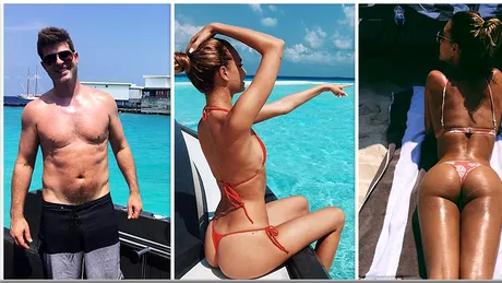 Ay, mamasita! Cu ce bunaciune se iubeste Robin Thicke! E un model de 22 de ani cu care face gesturi romantice a la Cristi Boureanu, in Maldive!