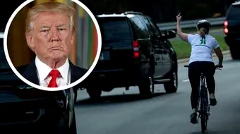 Se plimba cu bicicleta, iar pe langa ea a trecut coloana lui Donald Trump! I-a facut un semn obscen, dar nu s-a gandit ca va pati asta! Ce s-a intamplat cu femeia dupa 3 zile