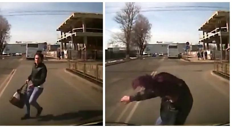 Femeia s-a aruncat din fuga in fata masinii. Soferul a lovit-o din plin, dar nu va pati nimic. Politia trage un semnal de alarma VIDEO