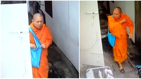 Calugarul budist face un gest socant cand vede lenjerie intima de femei! Ce s-a intamplat la scurt timp dupa ce a fost observat VIDEO