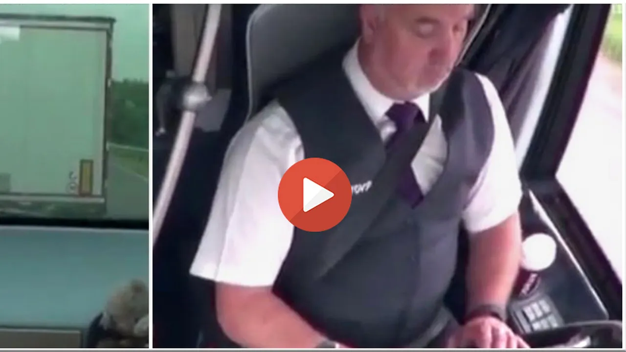Ce facea soferul unui autocar, in timp ce conducea pe ploaie VIDEO 