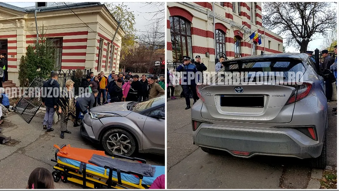 Directoarea unei scoli din Buzau a intrat cu masina in oameni dupa ce-a confundat frana cu acceleratia!