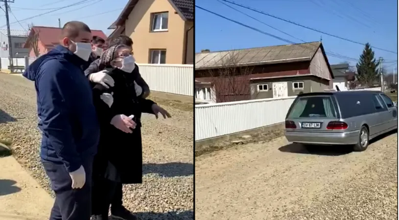 Imaginile durerii la Suceava. O familie urlă de durere pe stradă în momentul în care ruda lor e dusă direct la groapă