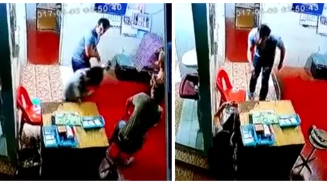 Imagini socante! A mers la o toaleta publica si a refuzat sa ii plateasca taxa unui copil care incasa banii! Ce i-a facut barbatul adolescentului VIDEO