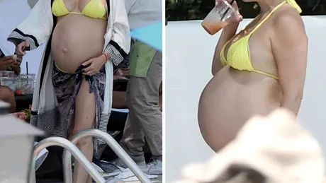 E cea mai sexy gravida a momentului si tocmai a iesit la piscina in costum de baie! Cum arata gravida in luna a 8-a?!