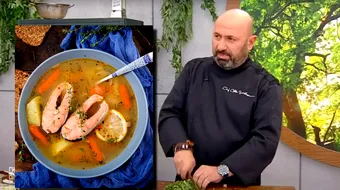 Rețeta de ciorbă de pește a lui chef Cătălin Scărlătescu. Ingredientul secret folosit pentru preparatul tradițional