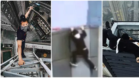 Si-a filmat propria moarte si toata lumea a putut vedea cum pica in gol de la etajul 62! Imaginile sunt socante :( VIDEO