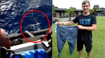 Barbatul a inlocuit vesta de salvare cu… o pereche de pantaloni! Metoda ciudata a dat roade, pentru ca s-a salvat cand era pe mare! VIDEO