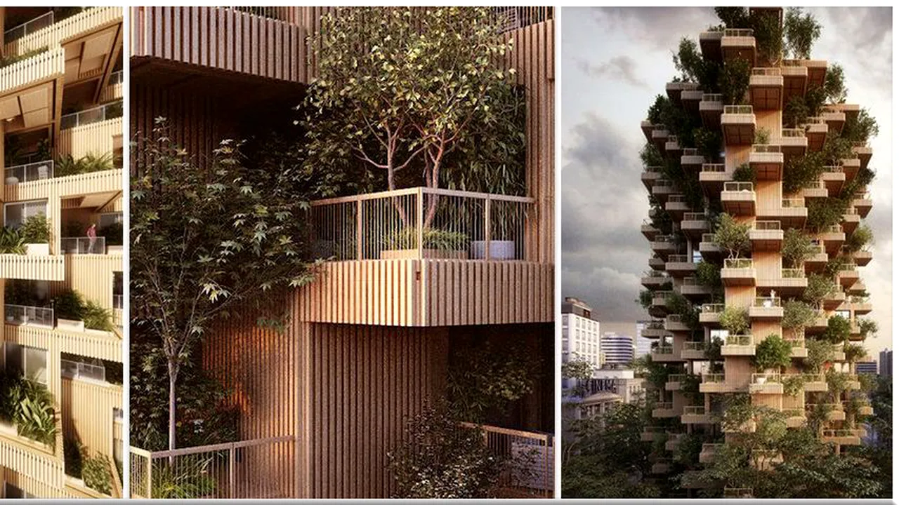 Blocul care pe fiecare balcon are o mica padure 