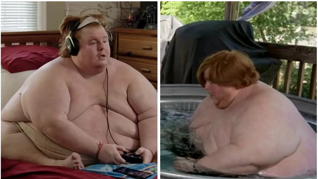 VIDEO! Barbatul care vrea sa se sinucida mancand! Are 317 kilograme la 34 de ani, sta dezbracat non-stop si tot ce face este sa manance si sa se joace pe PC!