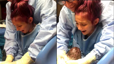 O fetita de 12 ani si-a adus fratele pe lume! Imaginile din sala de nasteri au devenit virale
