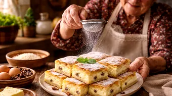 Plăcintă cu brânză dulce și stafide. Rețeta tradițională care iese perfect de fiecare dată