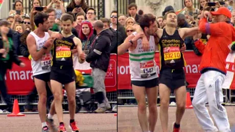 Imagini puternice! Maratonistul care era la un pas de colaps, dar un alt concurent il ajuta pana la finish!