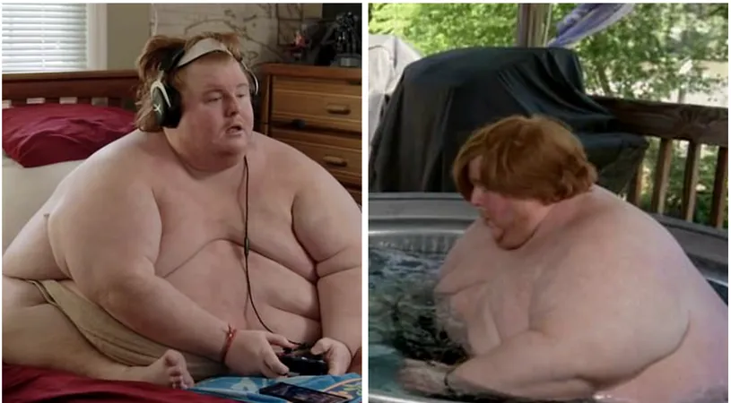 VIDEO! Barbatul care vrea sa se sinucida mancand! Are 317 kilograme la 34 de ani, sta dezbracat non-stop si tot ce face este sa manance si sa se joace pe PC!