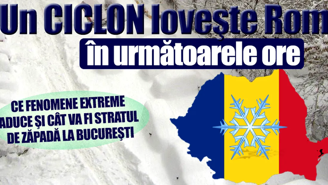 Romania, afectata de un ciclon. Vin ninsorile peste noi incepand de miercuri