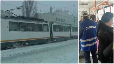 Ce faceau niste controlori RATB luni dimineata, pe ninsoare. Imagini rare in Capitala!