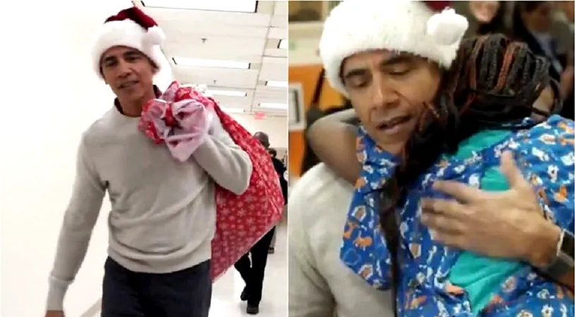 Barack Obama s-a transformat in Mos Craciun! Fostul presedinte american le-a facut o surpriza de proportii copiilor bolnavi. Imagini VIDEO incredibile