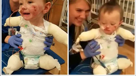 DRAMA! Baietelul de 2 ani caruia i s-au amputat mainile si picioarele dupa o infectie despre care nici medicii nu stiau nimic!