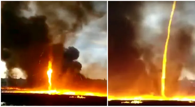 Un fenomen meteo inspaimantator a fost filmat de catre localnicii unui orasel! Tornada de foc a facut ravagii