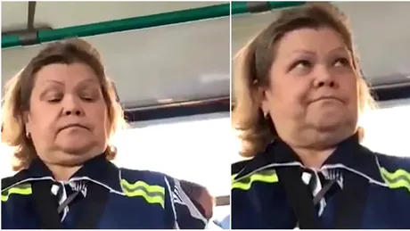 Pasagerul din autobuz i-a dat controloarei ceva dubios la control. Toti au ras VIDEO viral