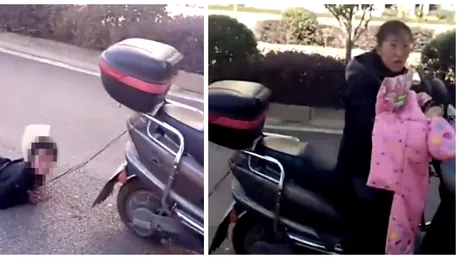 Cruzime iesita din comun! Aceasta mama si-a legat copilul cu sfoara de maini si l-a prins de un scuter. Apoi l-a tarat pe asfalt. Cum a explicat femeia gestul terifiant