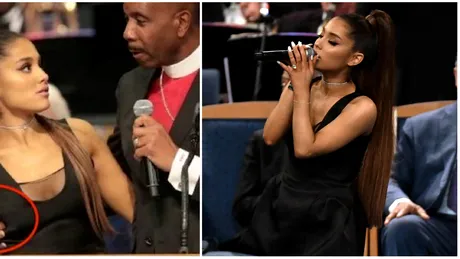 Ariana Grande trecut prin momente jenante! Cantareata a fost pipaita pe sani de un om al bisericii in timpul unei inmormantari. VIDEO