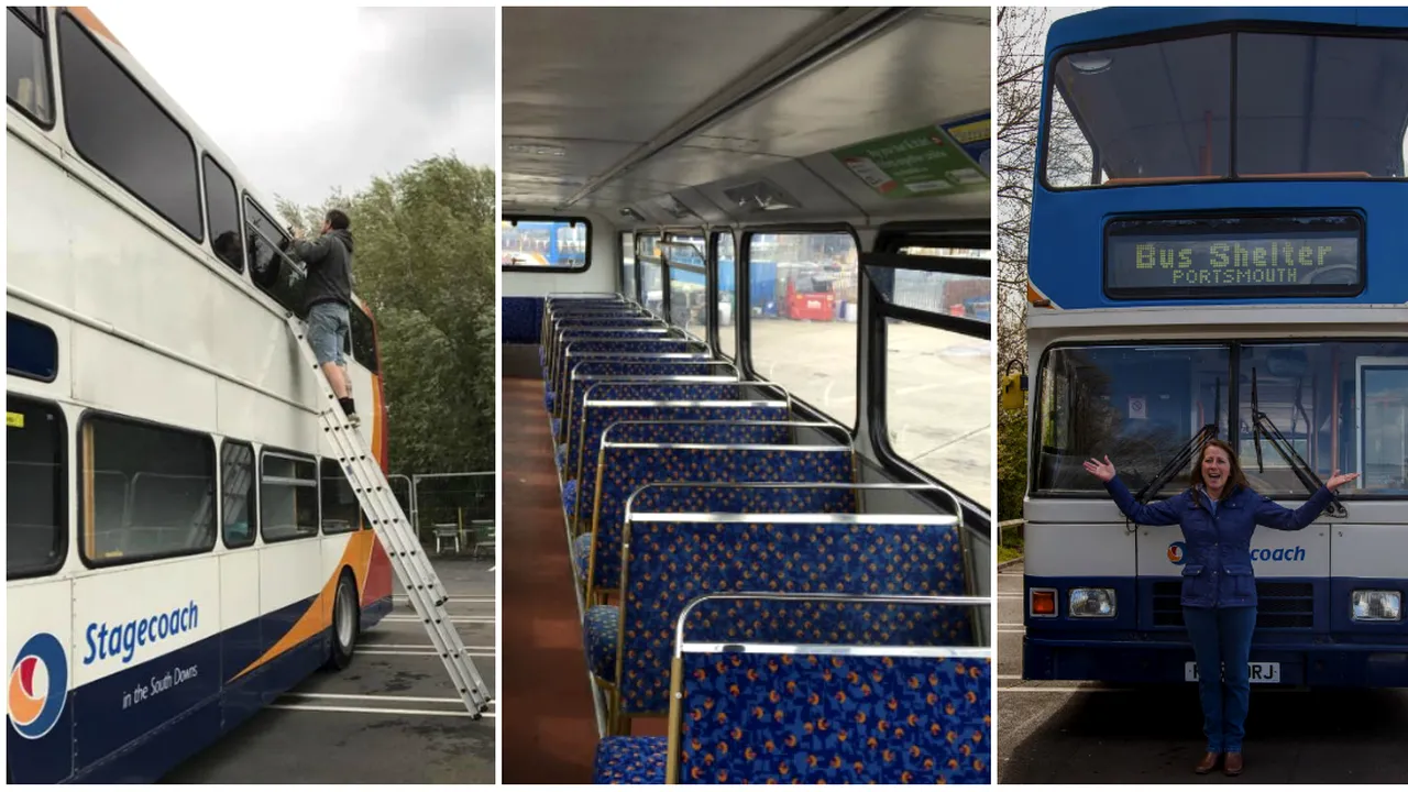 Au transformat complet un autobuz vechi cu doua etaje intr-un adapost pentru oamenii strazii 