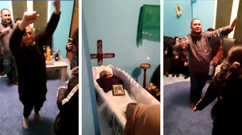 VIDEO! Viralul saptamanii! La inmormantarea lui „nea Romica” rudele i-au indeplinit ultima dorinta si au dansat „Pinguinul” langa sicriul lui! Imaginile sunt din alta lume!