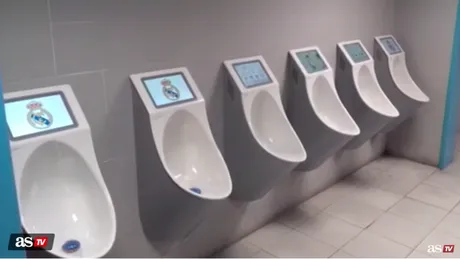 Cum arata toalete instalate pe stadionul lui Real Madrid! S-au gandit la asta ca sa nu pierzi nimic din meci nici cand esti la baie! VIDEO