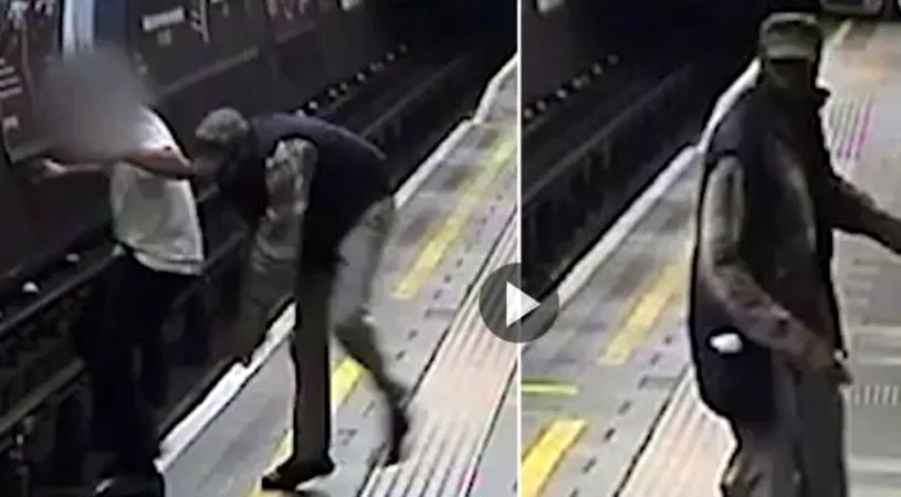Momentul șocant în care un individ împinge un bărbat în fața metroului VIDEO
