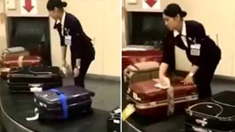 Iata ce se intampla cu bagajele pasagerilor chiar pe aeroport! Oamenii au ramas masca atunci cand au vazut ce face o angajata. VIDEO incredibil