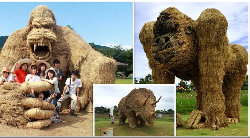 Aceste animale gigantice din paie au invadat campiile din Japonia! Imaginile sunt incredibile si iti vor taia respiratia