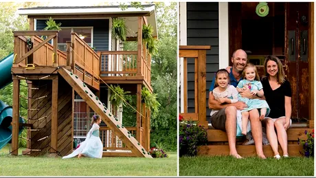 Barbatul asta a construit pentru fiicele sale o casa de joaca pe doua etaje! Constructia e visul oricarui copil! Cum arata