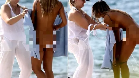 Ariadna Gutierrez, goala pusca pe plaja! Vedeta a fost fotografiata in timp ce se schimba de haine