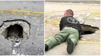 Gaura misterioasa in drum. E IREAL unde duce tunelul de sub ea. Politia e socata! VIDEO